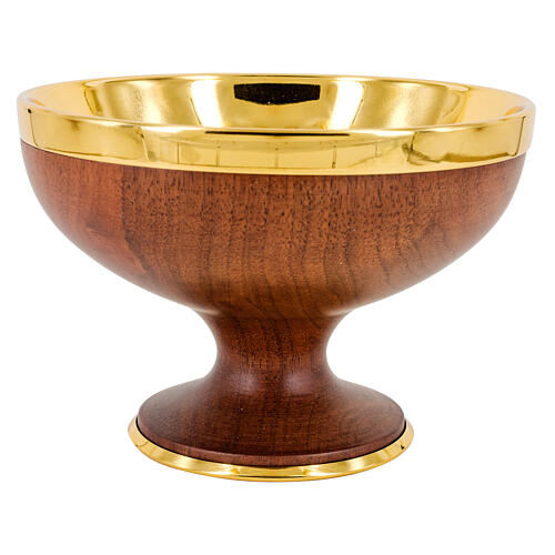 Chalice and bowl paten, walnut and gold plated brass 3