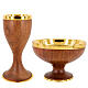 Chalice and bowl paten, walnut and gold plated brass s1