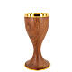 Walnut chalice and offertory paten with gilt finish s2