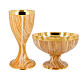 Chalice and bowl paten, olivewood and gold plated brass s1