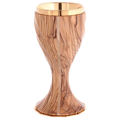 Calice ampio Ulivo Torsione 12 lati finitura dorata h 20 cm 4