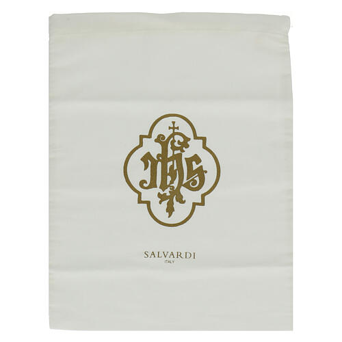 Bag for chalice with IHS, white cotton, 11x11 in 2