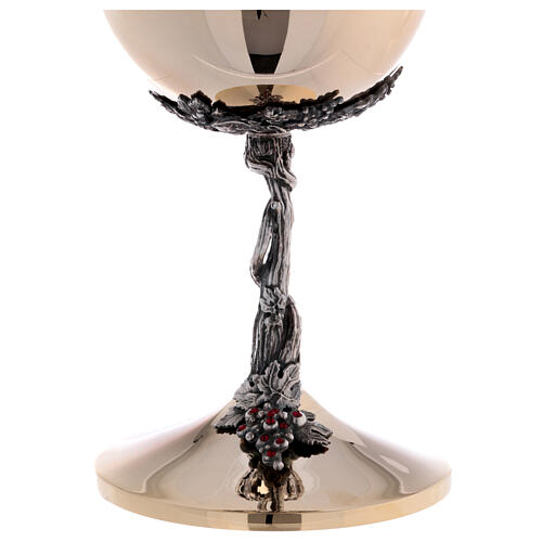 Set of chalice and ciborium, braided vine with grapes and red rhinestones 5
