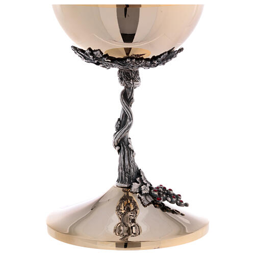 Set of chalice and ciborium, braided vine with grapes and red rhinestones 9