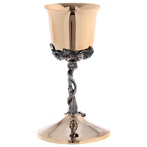 Set of chalice and ciborium, braided vine with grapes and red rhinestones 10