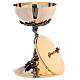 Set of chalice and ciborium, braided vine with grapes and red rhinestones s8