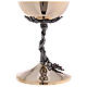 Set of chalice and ciborium, braided vine with grapes and red rhinestones s9