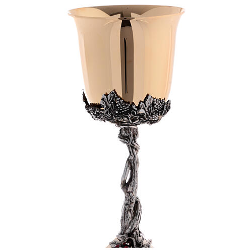 Set cáliz copón vid entrelazada uvas cuentas strass rojos 3