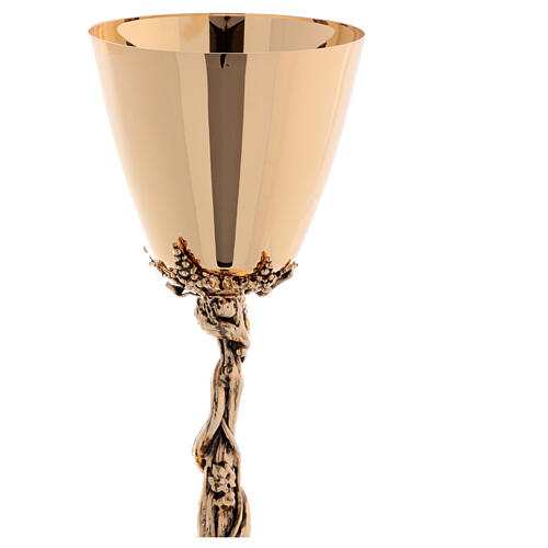 Set of chalice and ciborium, burnished gold vine pattern, brass 3