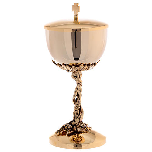 Set of chalice and ciborium, burnished gold vine pattern, brass 4