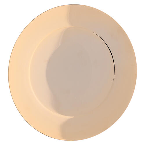 Bowl paten of gold plated brass, 10 in 2