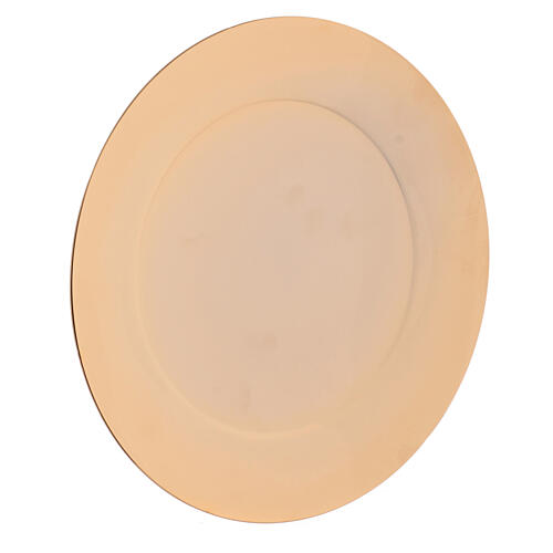 Bowl paten of gold plated brass, 10 in 3