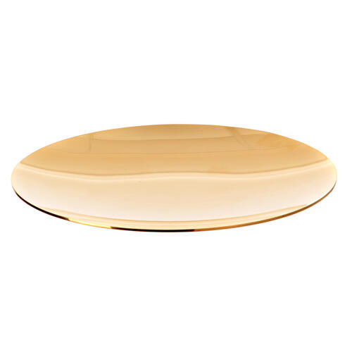 Patene aus vergoldetem Messing mit Kreuzgravur, Blumen- und Rankendekor – Ø 14 cm, Molina 8