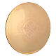 Gold plated brass paten with engraved cross, flowers and vines by Molina, 5.5 in diameter s1