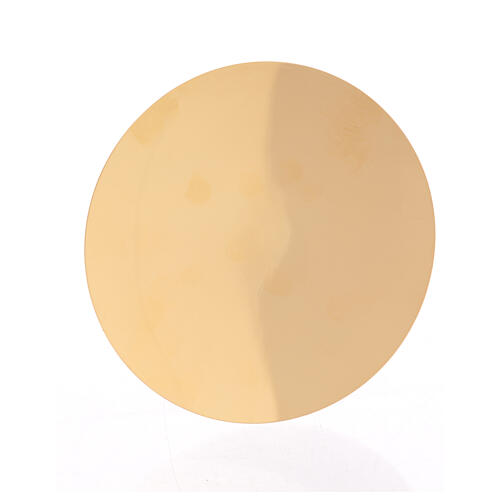 Patena incisione pellicano Molina ottone dorato 14 cm 6