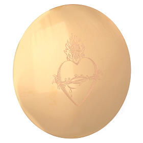 Molina paten with Sacred Heart engraving, 5.5 in diameter, gold plated brass