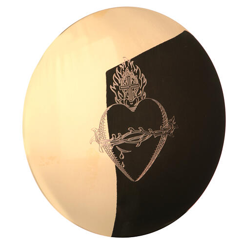 Patena latão dourado Sagrado Coração gravado Molinha 14 cm 3