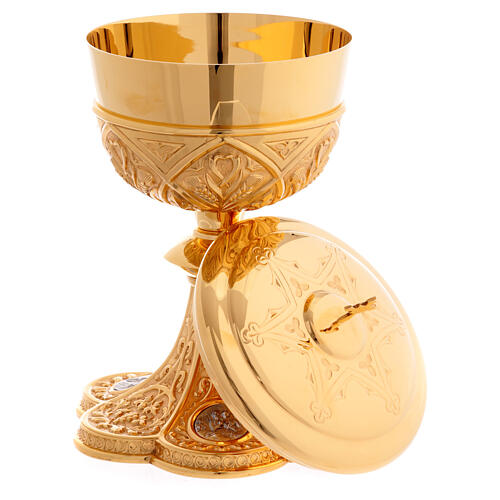 Molina ciborium with silver-plated medallions of the Sacred Heart and Holy Family, gold plated brass 16