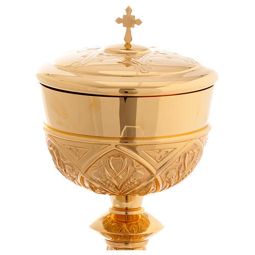 Pisside Molina medaglioni argento Sacro Cuore Sacra Famiglia ottone dorato 3