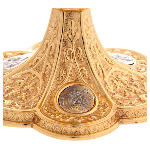 Pisside Molina medaglioni argento Sacro Cuore Sacra Famiglia ottone dorato 9