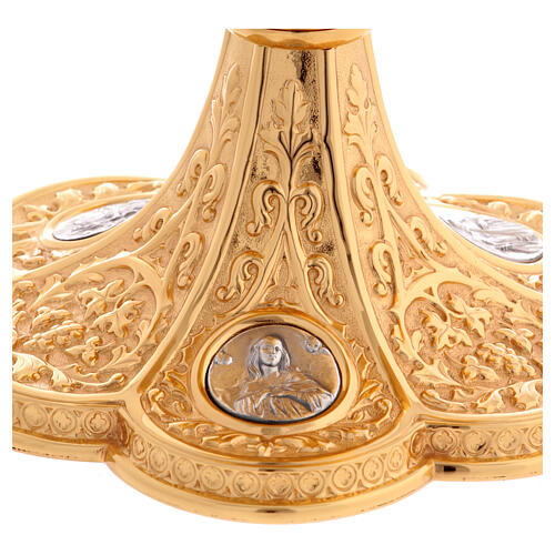 Pisside Molina medaglioni argento Sacro Cuore Sacra Famiglia ottone dorato 14