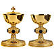 Molina chalice ciborium and paten with onyx node and enamelled medallions, gold plated brass s1