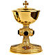 Molina chalice ciborium and paten with onyx node and enamelled medallions, gold plated brass s3