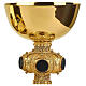 Molina chalice ciborium and paten with onyx node and enamelled medallions, gold plated brass s4