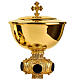 Molina chalice ciborium and paten with onyx node and enamelled medallions, gold plated brass s5