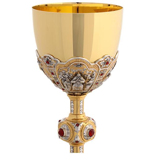 Baroque chalice with four scenes, bicoloured brass 5