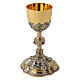 Baroque chalice with four scenes, bicoloured brass s1