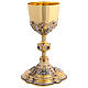 Baroque chalice with four scenes, bicoloured brass s1