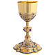 Baroque chalice with four scenes, bicoloured brass s4