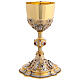 Baroque chalice with four scenes, bicoloured brass s6