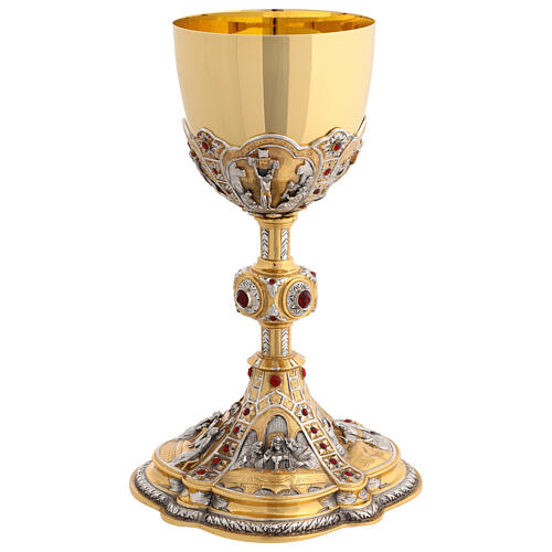 Calice quattro scene ottone barocco bicolore 1