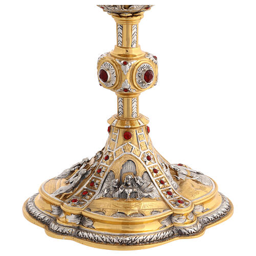Calice quattro scene ottone barocco bicolore 3