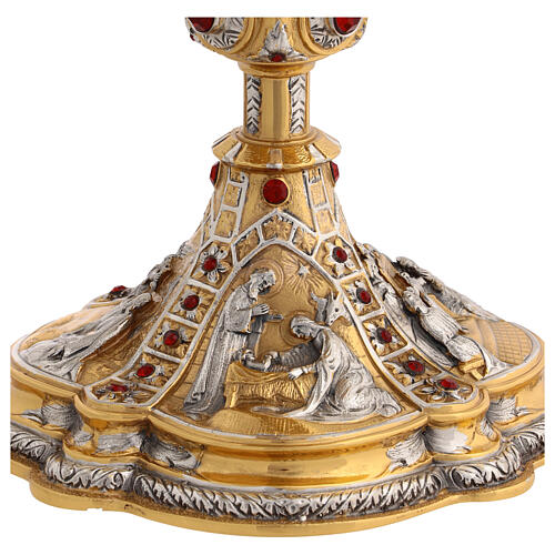 Calice quattro scene ottone barocco bicolore 7