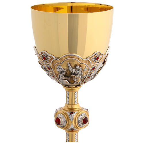 Calice quattro scene ottone barocco bicolore 9