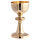 Modern chalice, ciborium and paten, gold plated brass, engraved vines s2