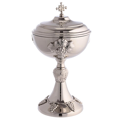 Chalice, ciborium and paten with embossed vines, silver-plated brass 4