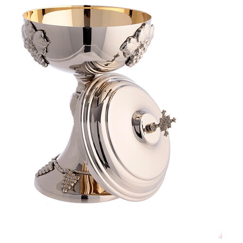 Chalice, ciborium and paten with embossed vines, silver-plated brass 5