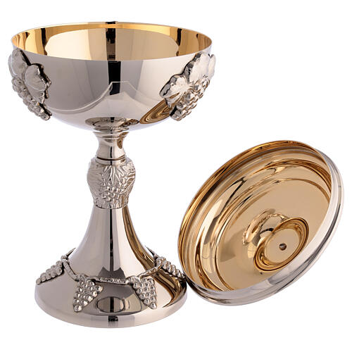 Chalice, ciborium and paten with embossed vines, silver-plated brass 8