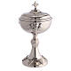 Chalice, ciborium and paten with embossed vines, silver-plated brass s4