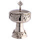 Modern chalice, ciborium and paten of silver-plated brass, embossed vine pattern s4