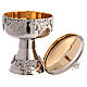 Chalice pyx paten silver-plated brass symbols of modern grapes and bunches s7