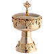Chalice pyx paten in gilded brass with bunches of modern grapes s4