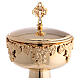 Chalice pyx paten in gilded brass with bunches of modern grapes s5