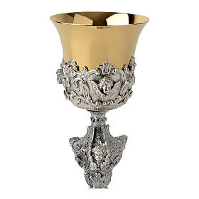 Baroque chalice with angels, bicoloured brass