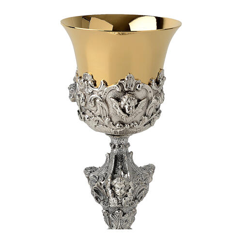 Baroque chalice with angels, bicoloured brass 2