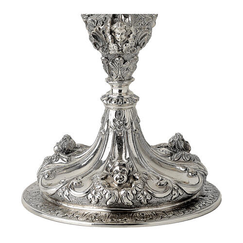 Baroque chalice with angels, bicoloured brass 3